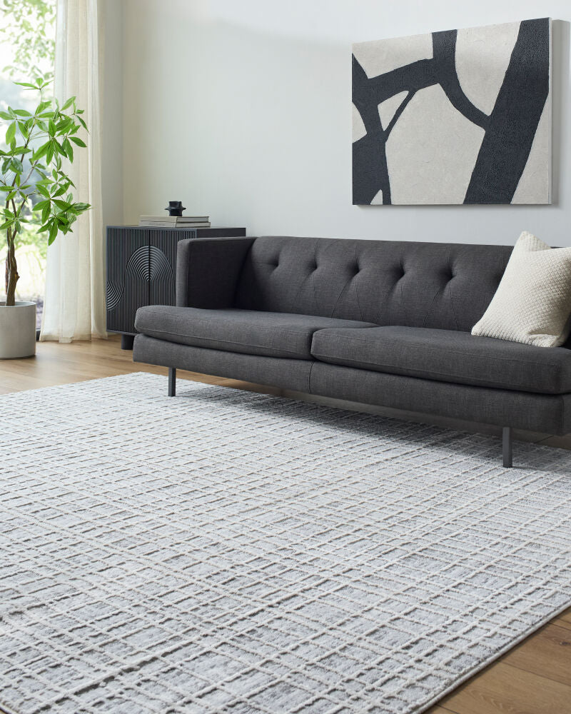 Siyah Gray/White Machine Woven Rug SIY-2315 - roomscene