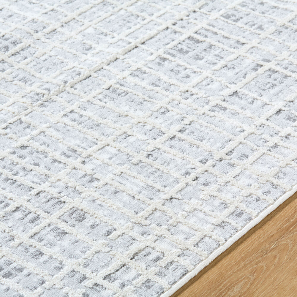 Siyah Gray/White Machine Woven Rug SIY-2315 - texture