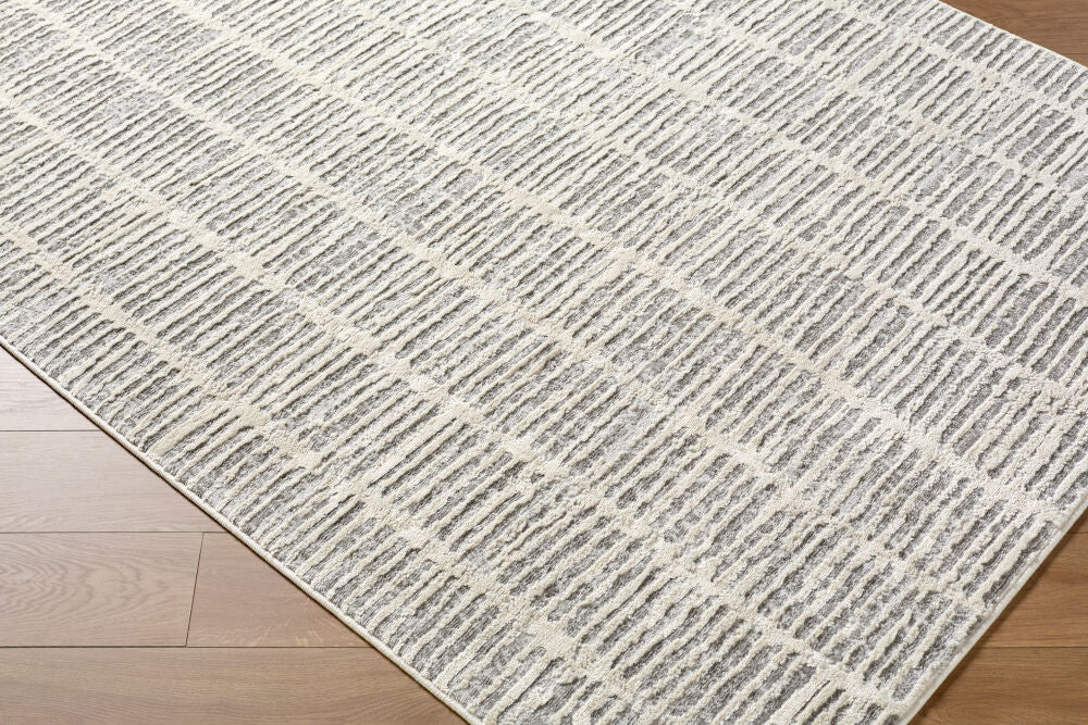 Siyah Gray/White Machine Woven Rug SIY-2316 - corner