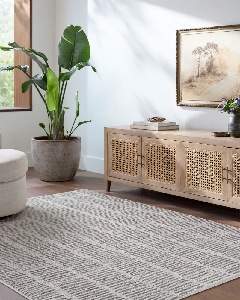 Siyah Gray/White Machine Woven Rug SIY-2316 - roomscene