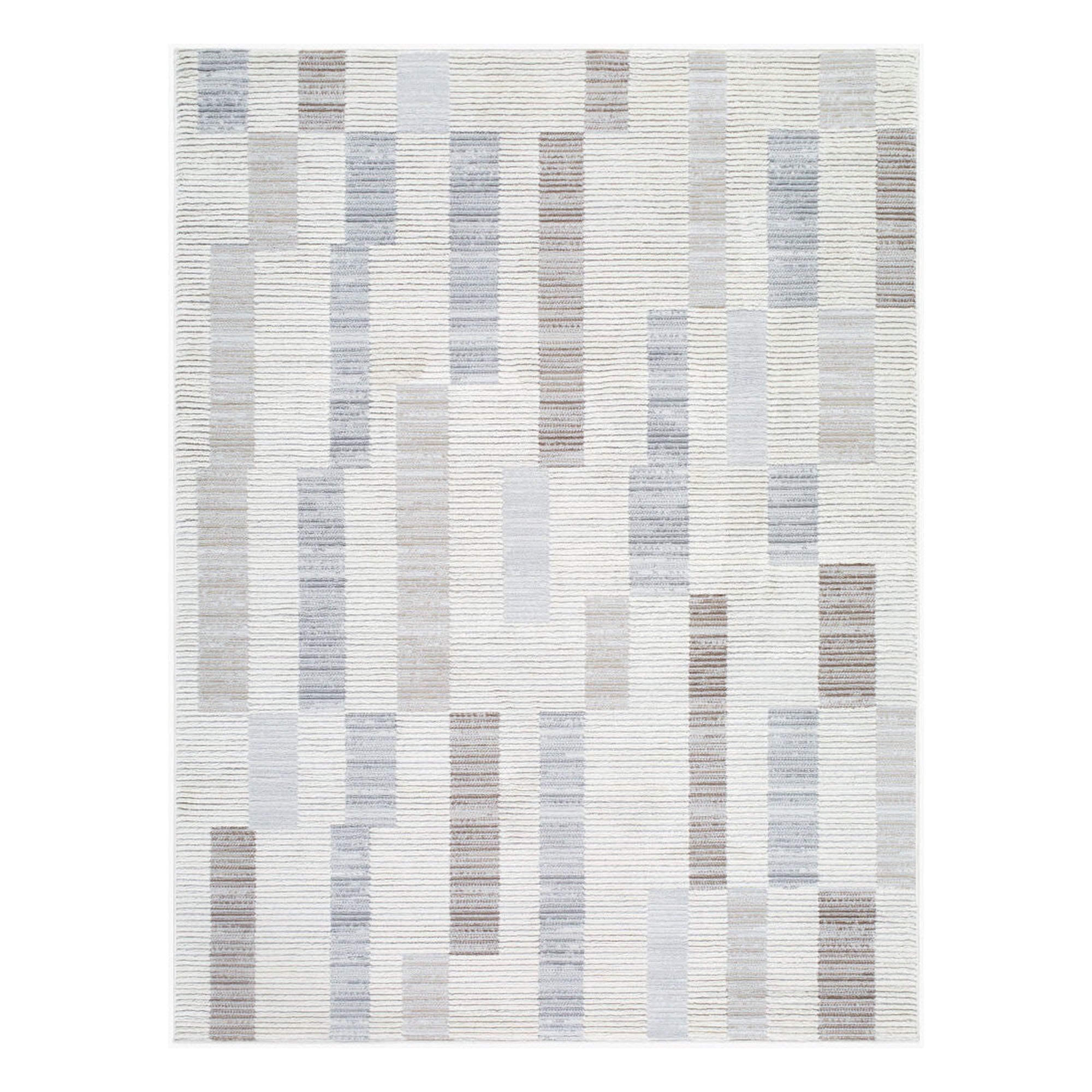 Siyah Gray/White Machine Woven Rug SIY-2318 - 5'3" x 7'