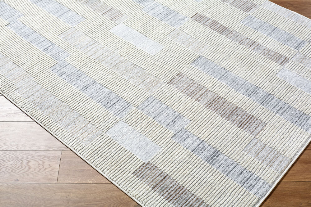 Siyah Gray/White Machine Woven Rug SIY-2318 - corner