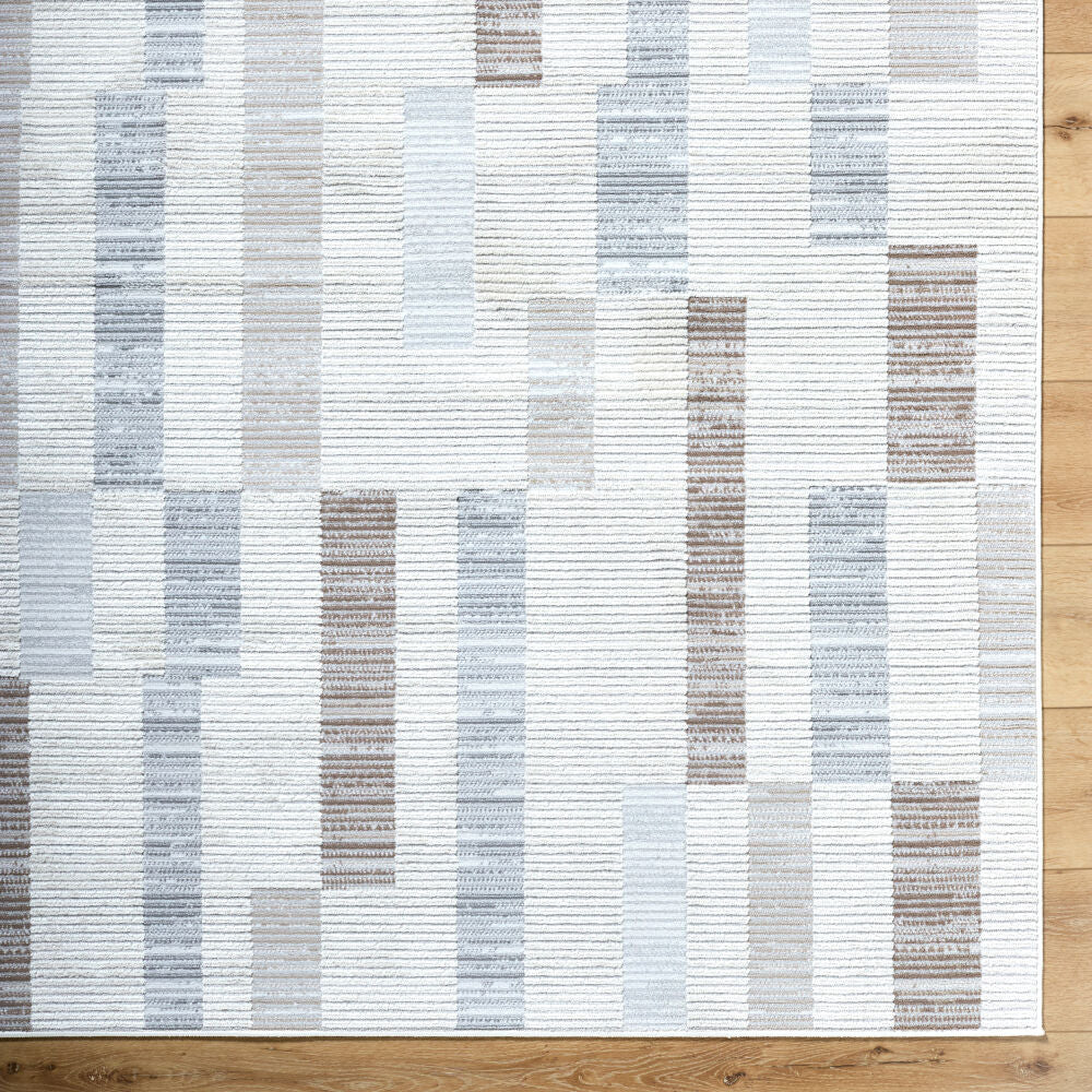 Siyah Gray/White Machine Woven Rug SIY-2318 - overhead