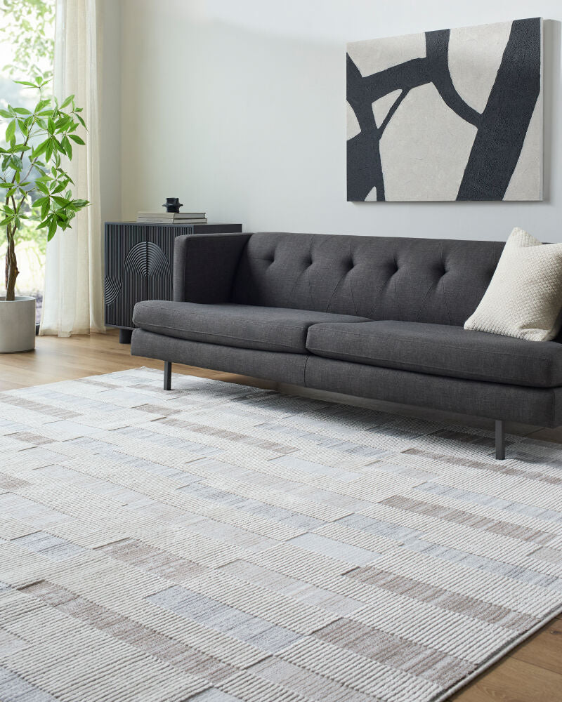 Siyah Gray/White Machine Woven Rug SIY-2318 - roomscene