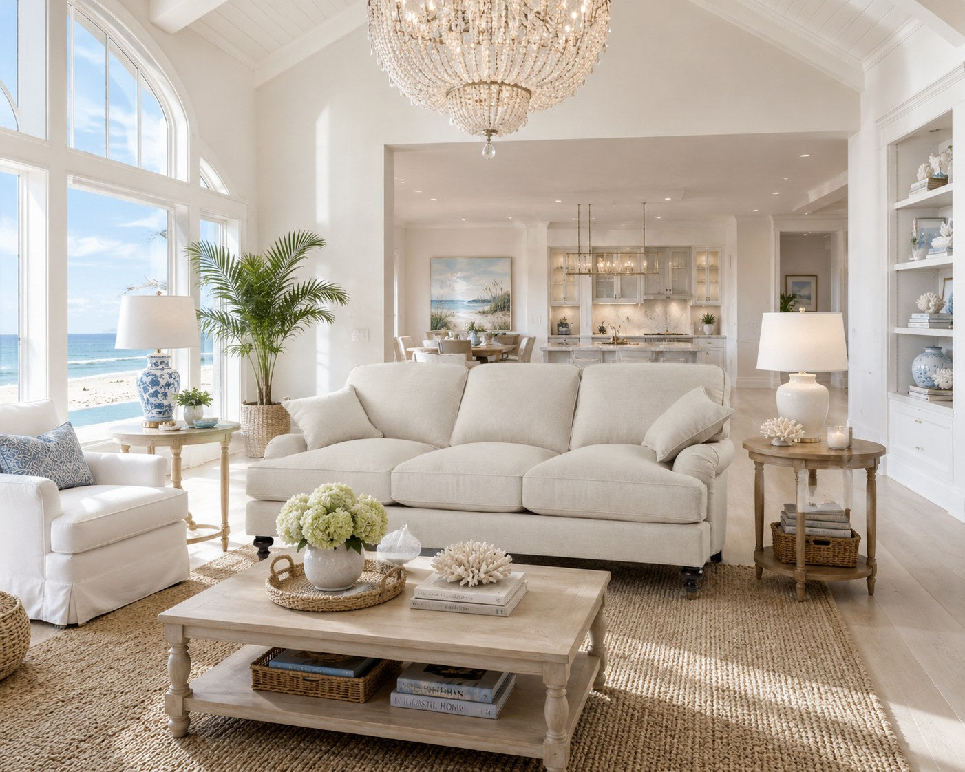 Sloane 89″ Sofa in Tribecca Natural lifestyle image - Tribecca Natural Coastal
