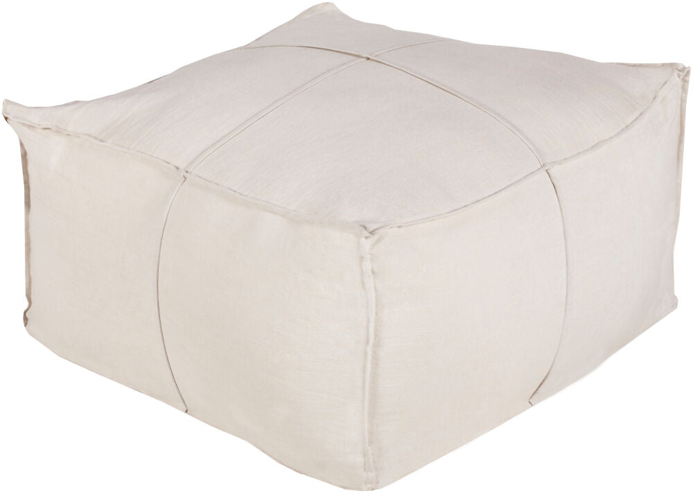 Solid Linen Pouf - 13"H x 24"W x 24"D