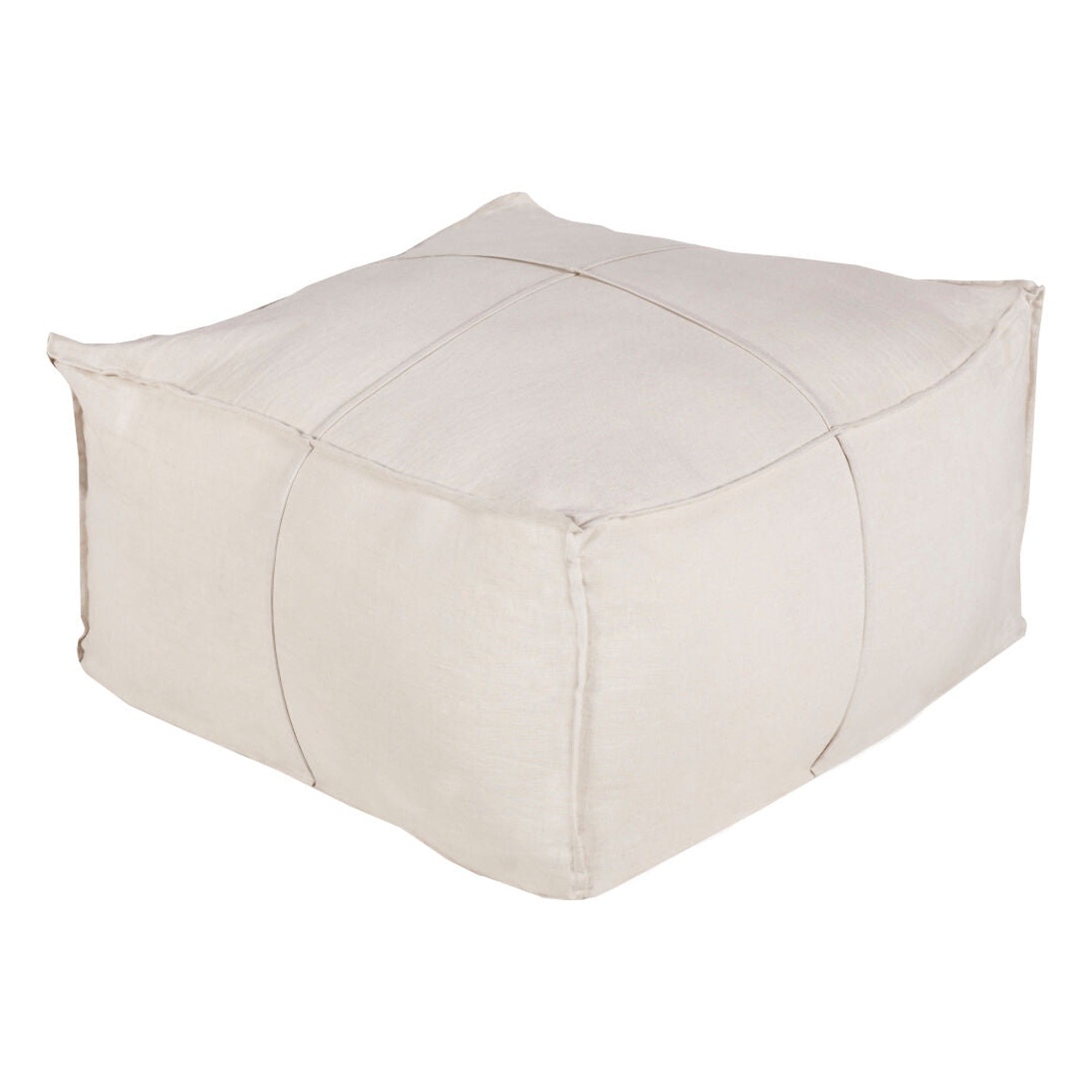 Solid Linen Pouf - 13"H x 24"W x 24"D