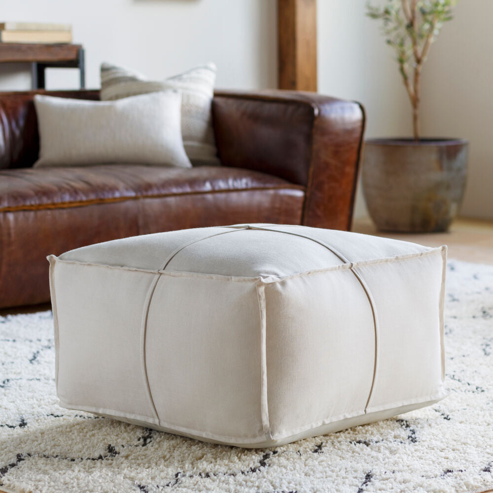 Solid Linen Pouf - styleshot