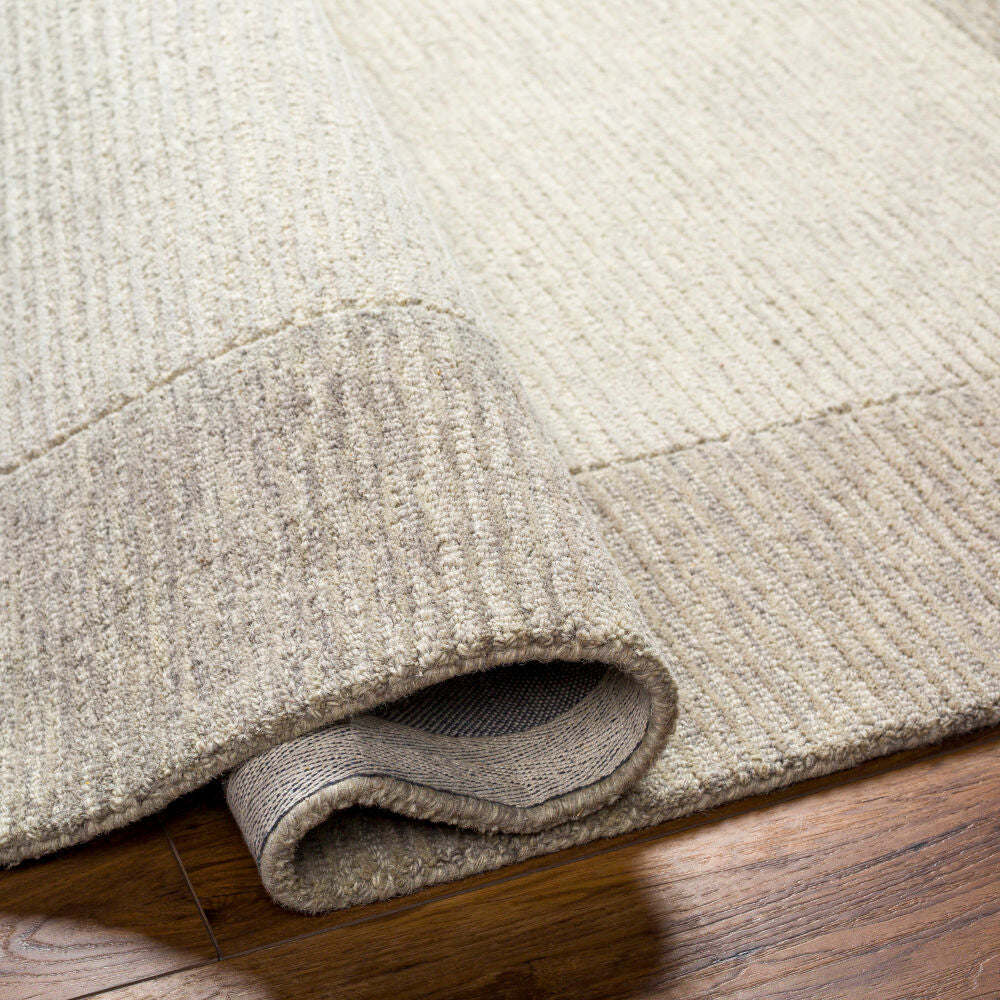 Skylar Beige/Medium Gray Handmade Rug - fold