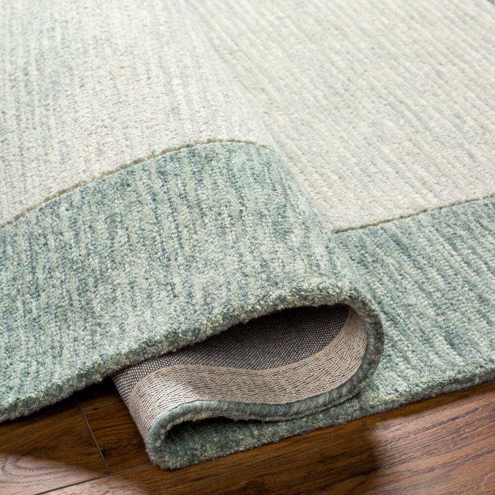 Skylar Dusty Sage/Medium Gray Handmade Rug - fold
