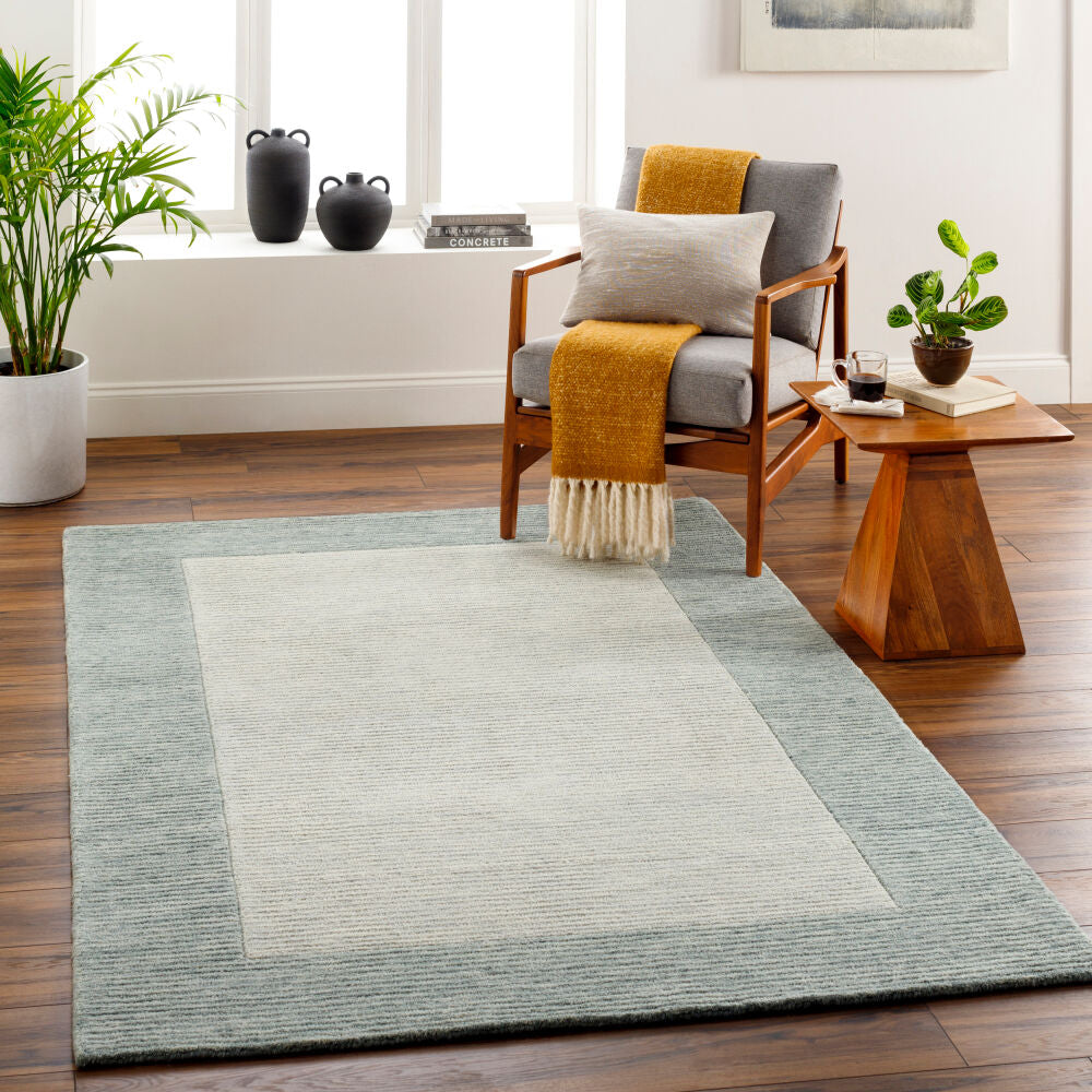 Skylar Dusty Sage/Medium Gray Handmade Rug - roomscene