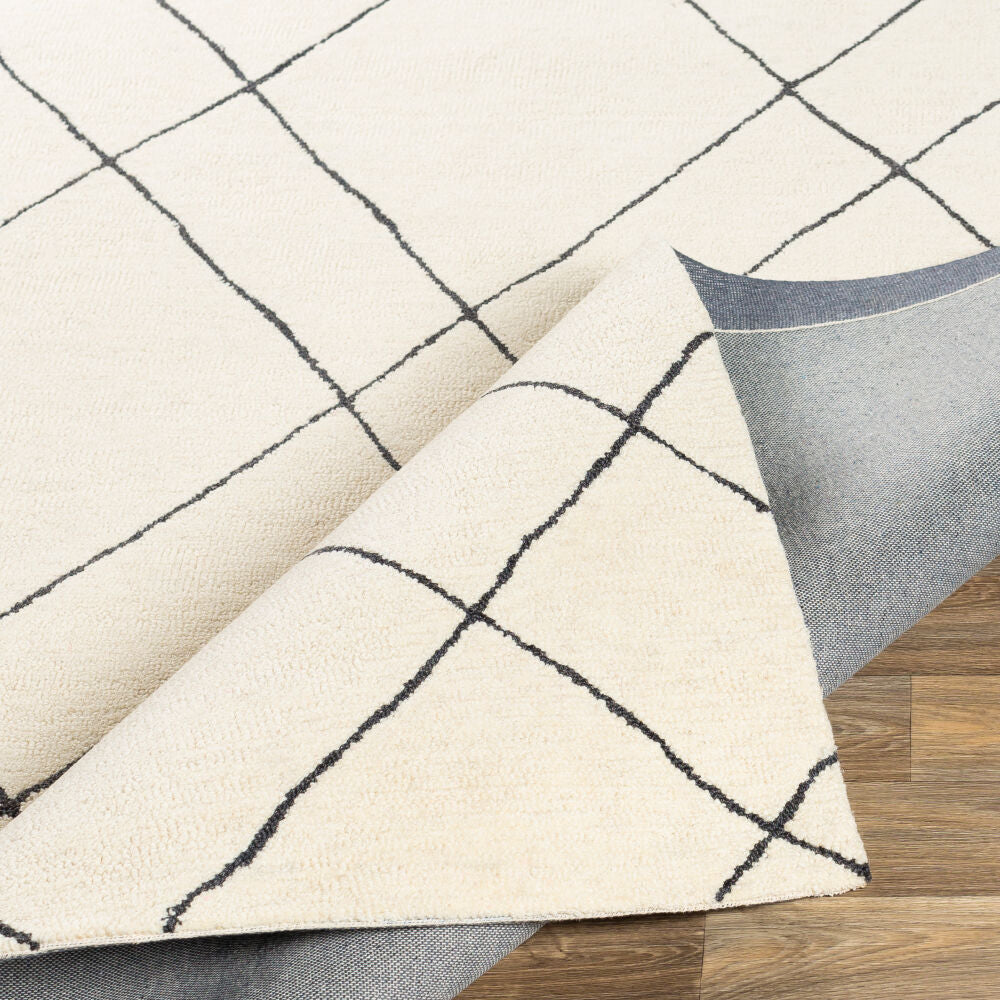 Sinop Black/Cream Handmade Rug - fold