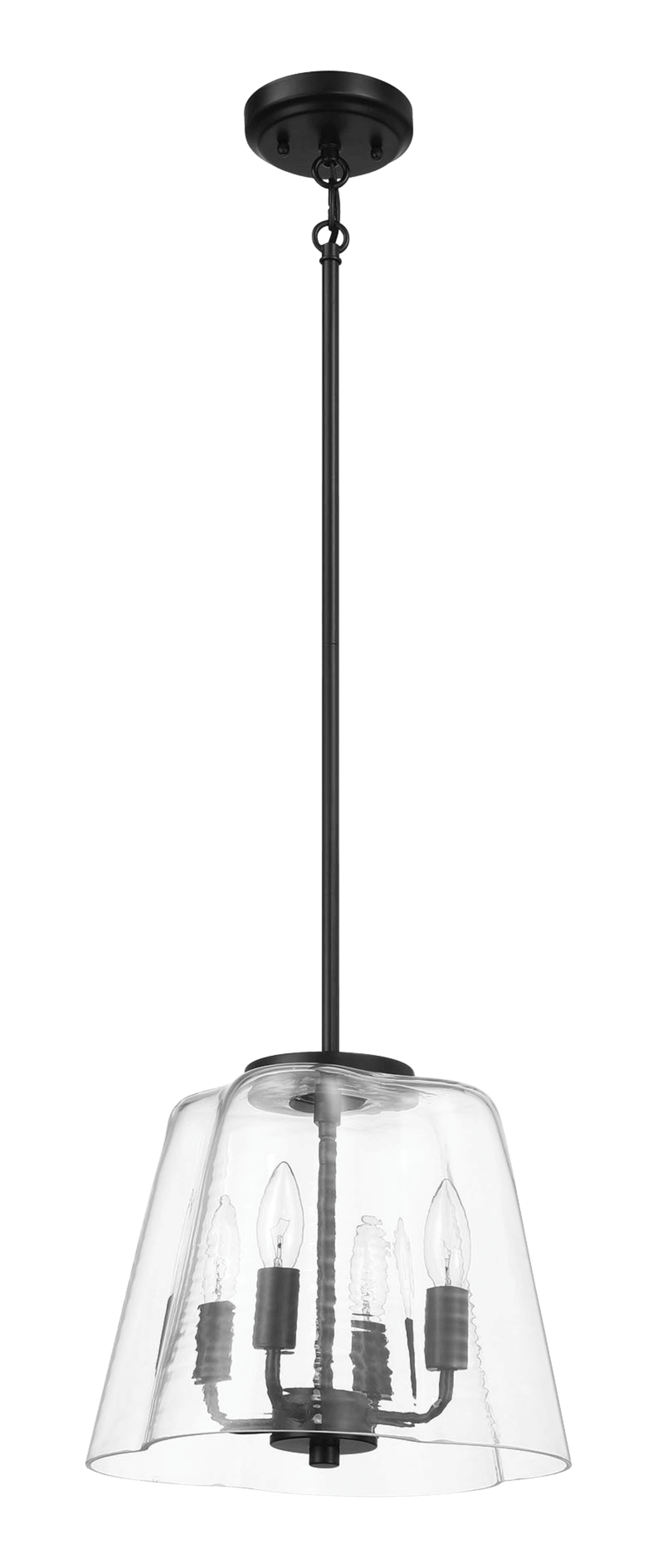 Soiree Four Candle Lights Pendant | Matte Black and Clear Glass