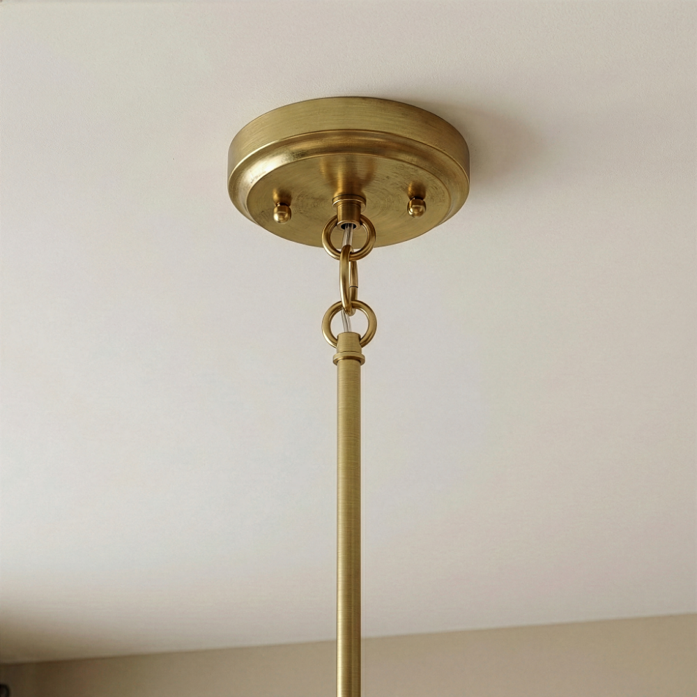 Soiree Four Candle Lights Pendant | Satin Brass and Clear Glass