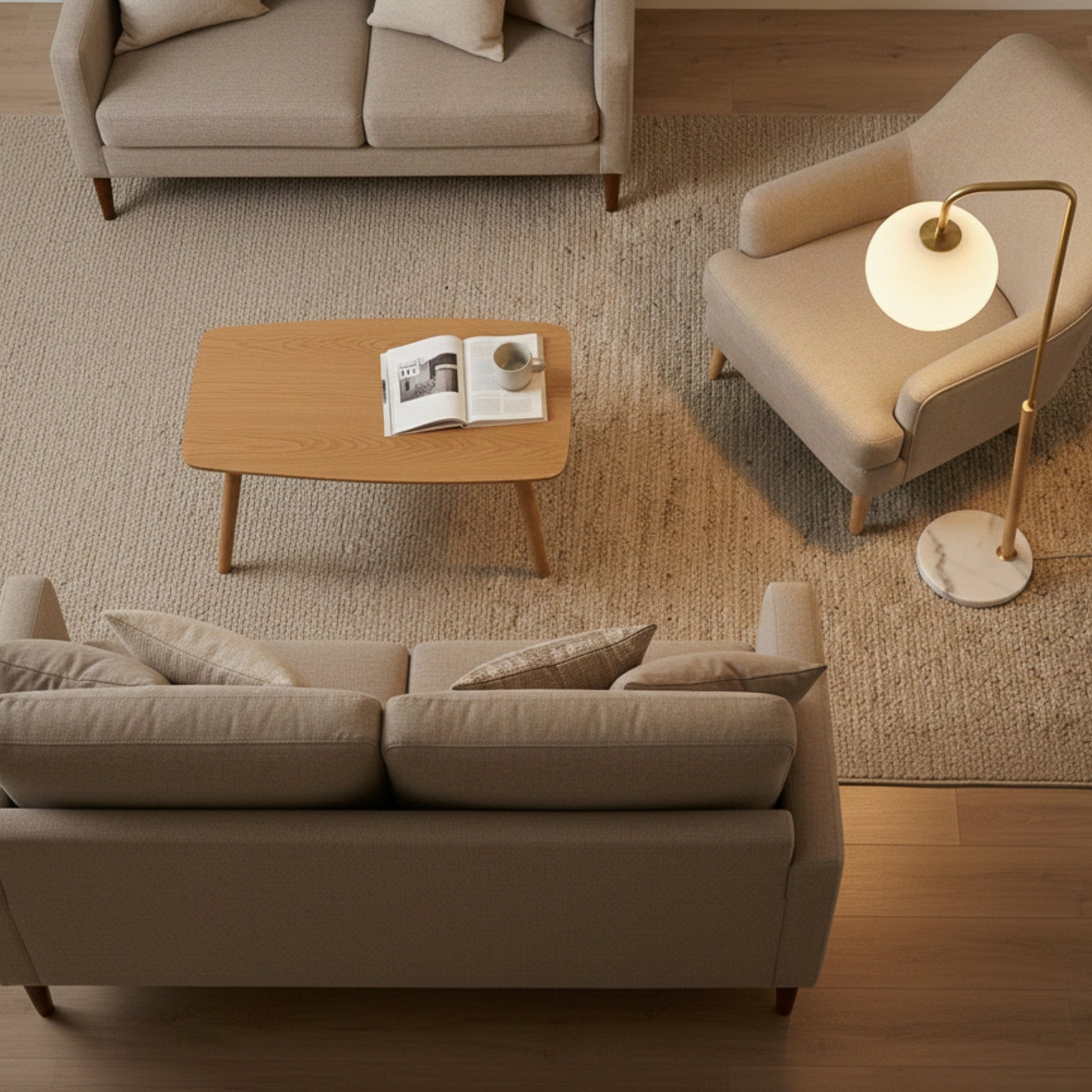 Solaris Floor Lamp | Brushed Gold and White Globe Shade