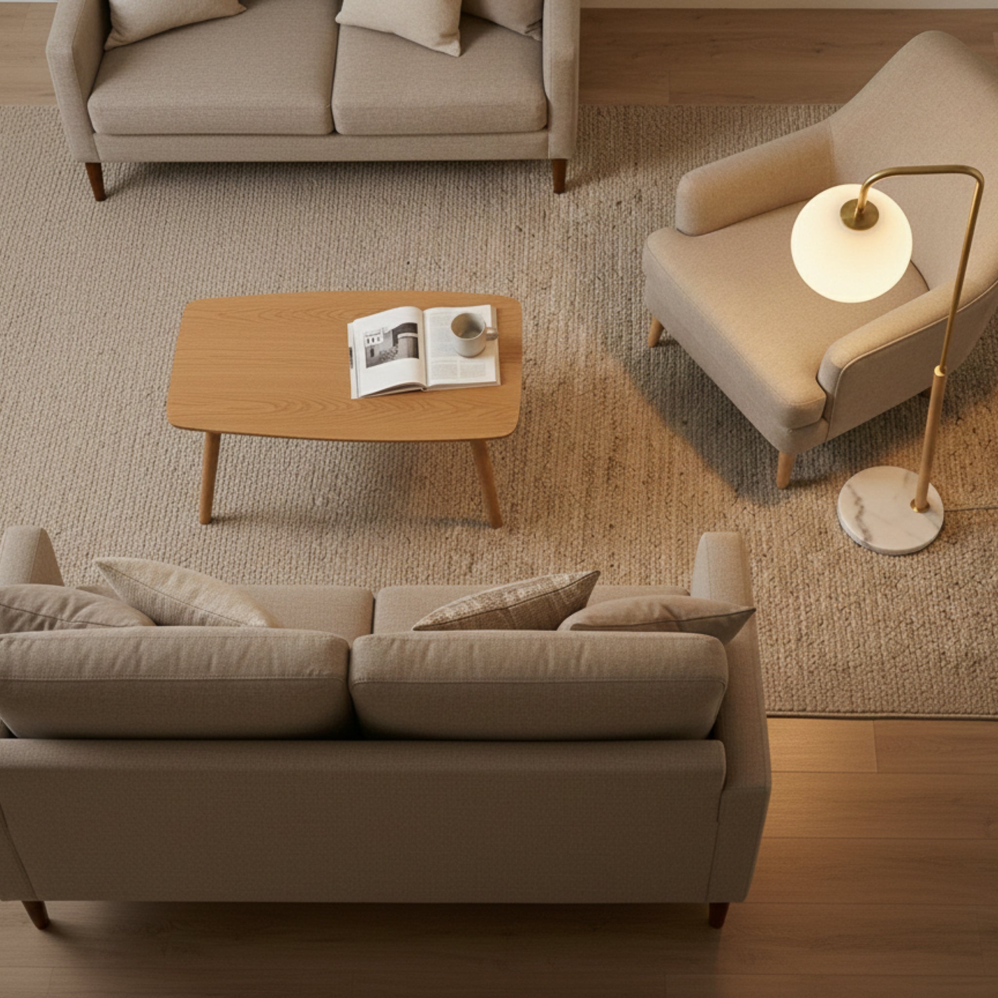 Solaris Floor Lamp | Brushed Gold and White Globe Shade