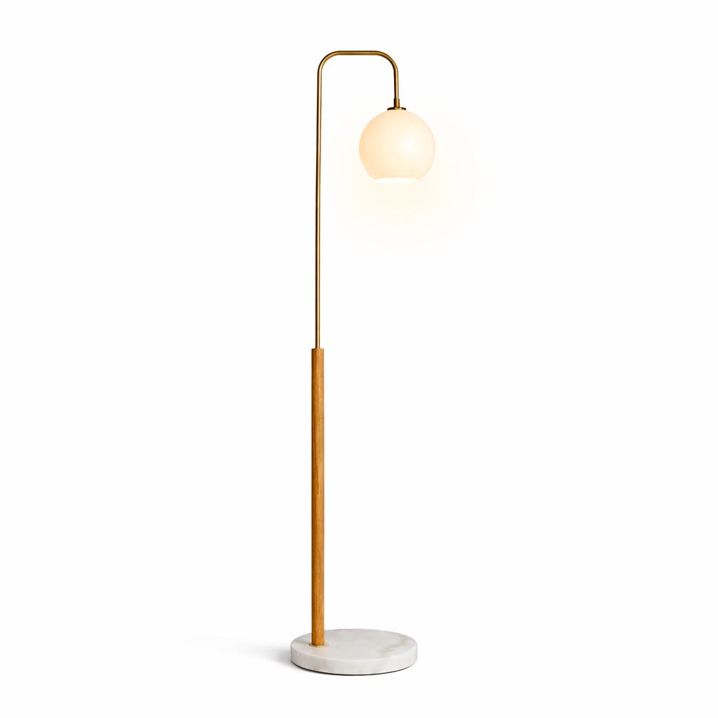 Solaris Floor Lamp | Brushed Gold and White Globe Shade