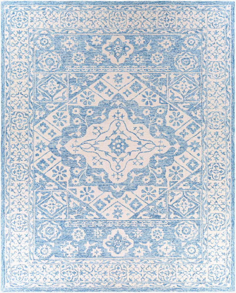 Serafina Ice Blue/Ivory Handmade Rug - 2' x 3'