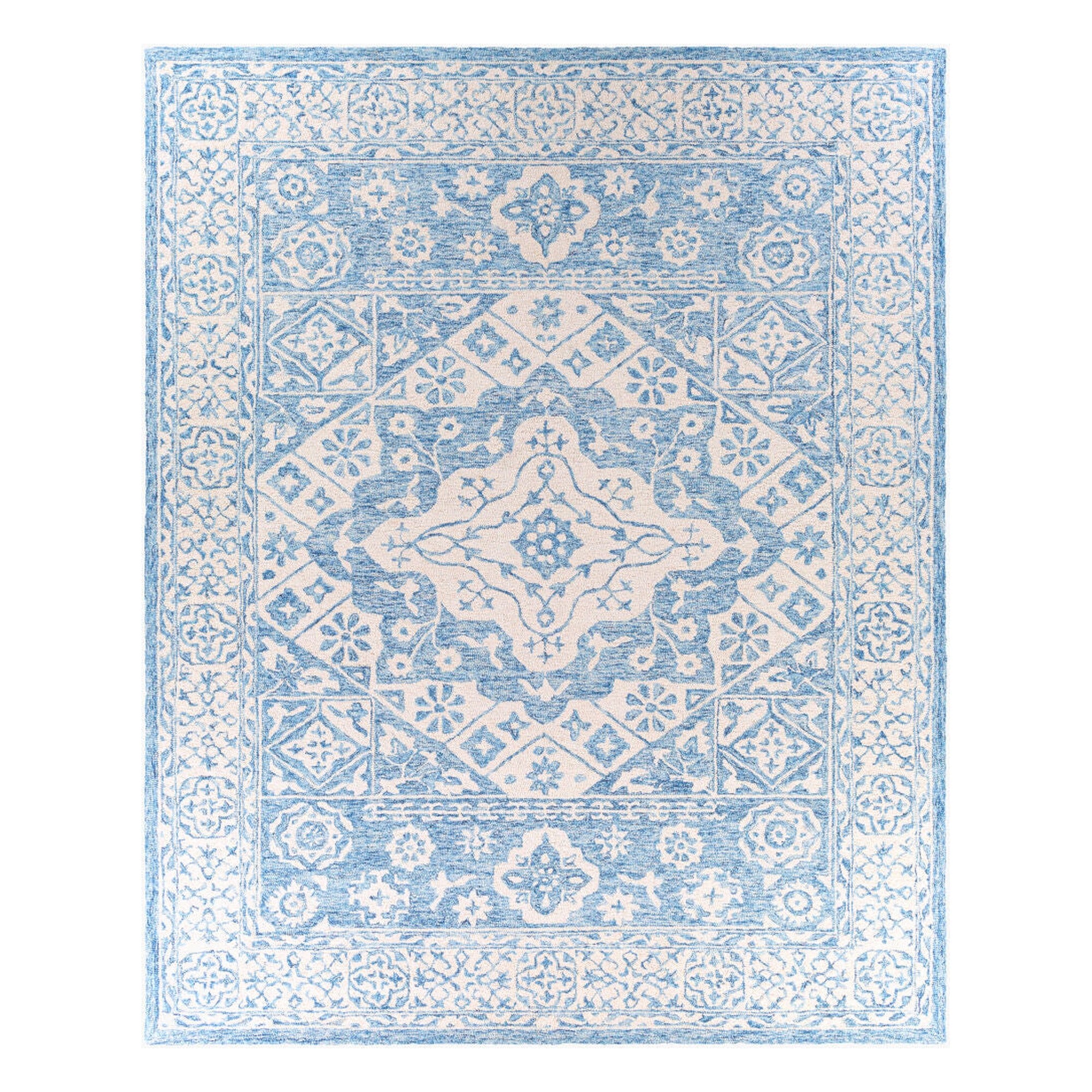 Serafina Ice Blue/Ivory Handmade Rug - 2' x 3'