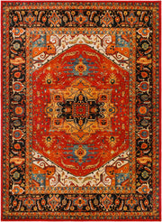 Serapi Black/Yellow Machine Woven Rug - 2' x 2'11"