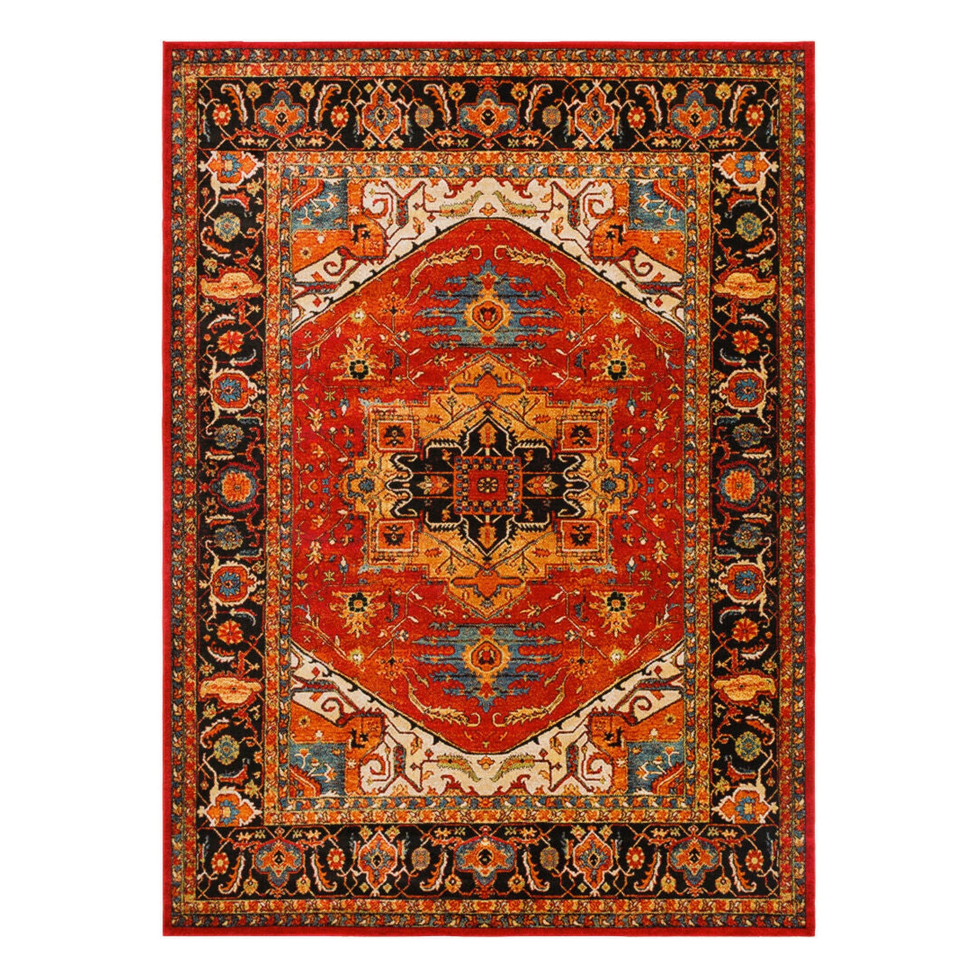 Serapi Black/Yellow Machine Woven Rug - 2' x 2'11"