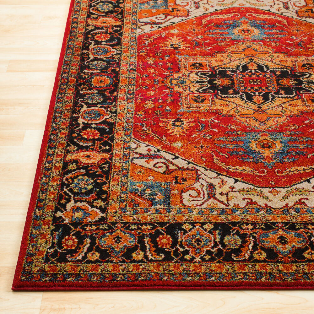 Serapi Black/Yellow Machine Woven Rug - front