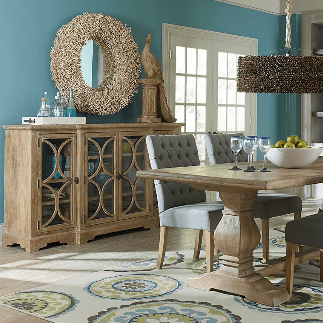 French Farmhouse Solid Wood 4 Door Buffet Sideboard