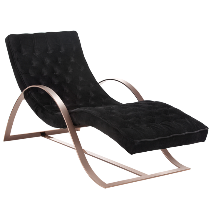 Palais Velvet Chaise Lounge with Rose Gold Legs