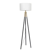 Sway Brassed Gold Floor Lamp | Modern Tripod Design with White Fabric Shade