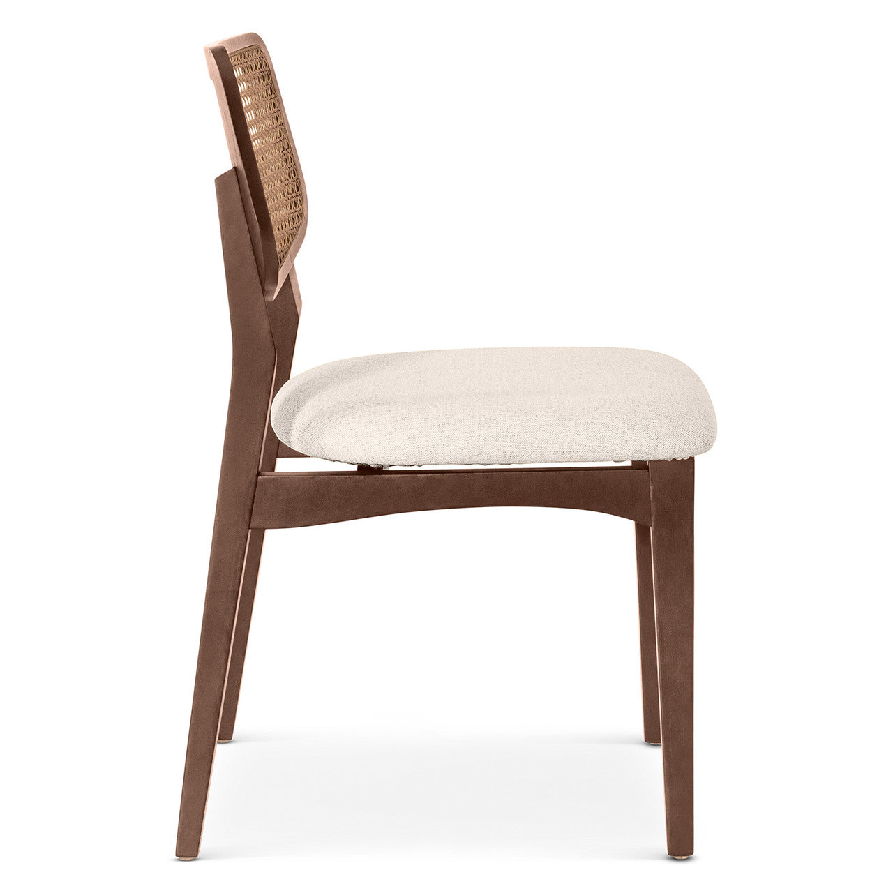 Modern Brazilian - Beth - Cane Side Chair - Medley Ivory Seat - Nogal Frame - Nogal Cane Webbing