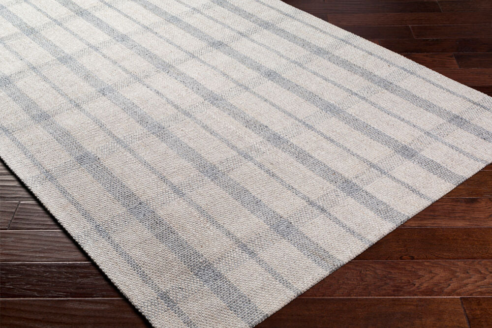 Tartan Gray/Oatmeal Handmade Rug - corner