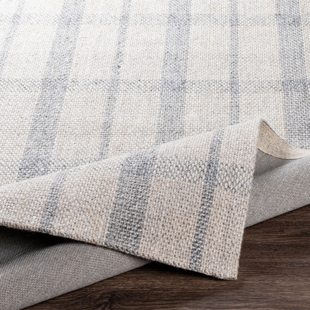 Tartan Gray/Oatmeal Handmade Rug - fold