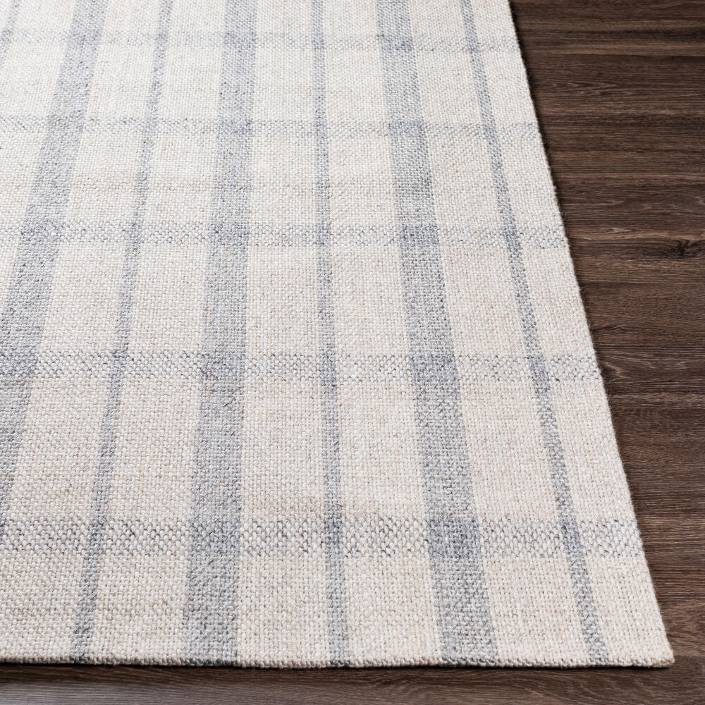 Tartan Gray/Oatmeal Handmade Rug - front
