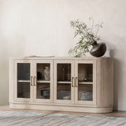 Travelle Cream Wash Oak Wood 4 Door Oval Buffet 78"