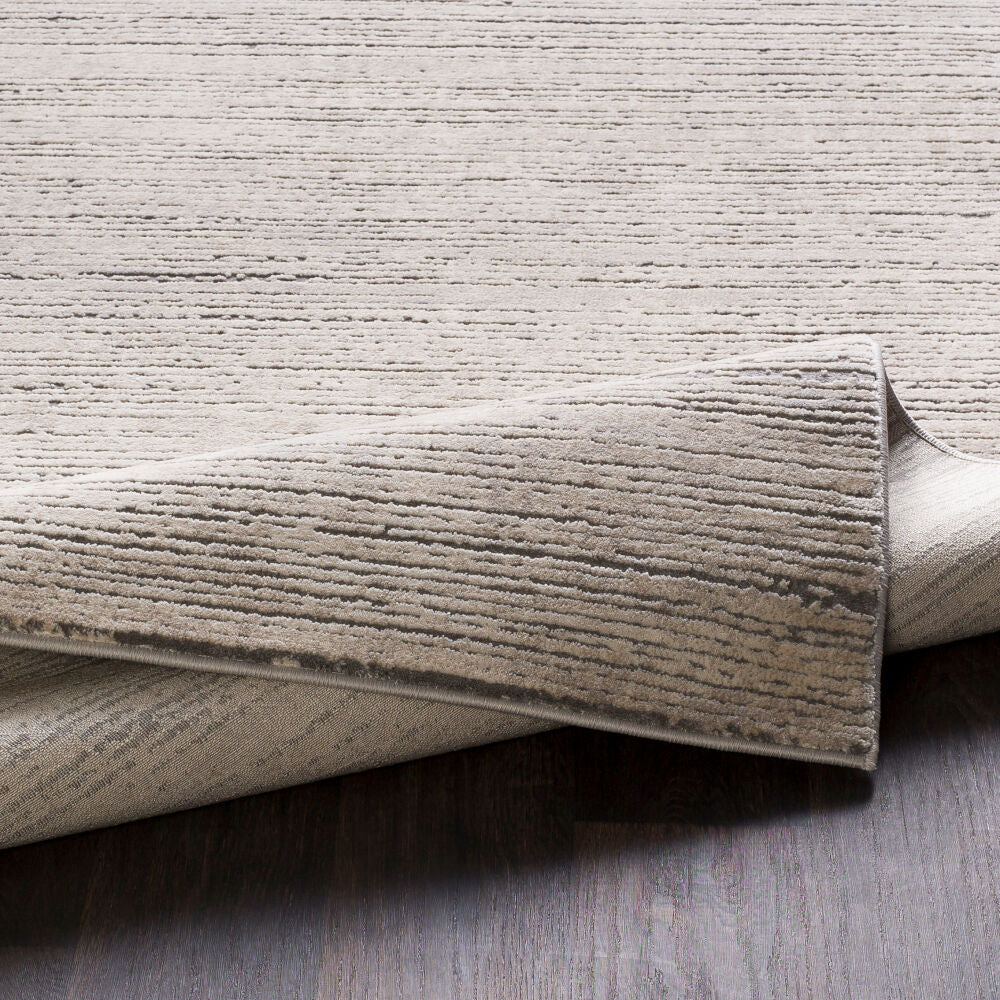 Tibetan Charcoal/Tan Machine Woven Rug - fold