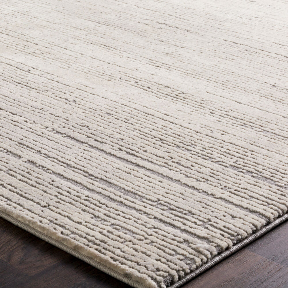Tibetan Charcoal/Tan Machine Woven Rug - texture