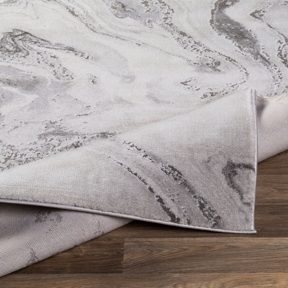 Tibetan Charcoal/White Machine Woven Rug TBT-2317 - fold