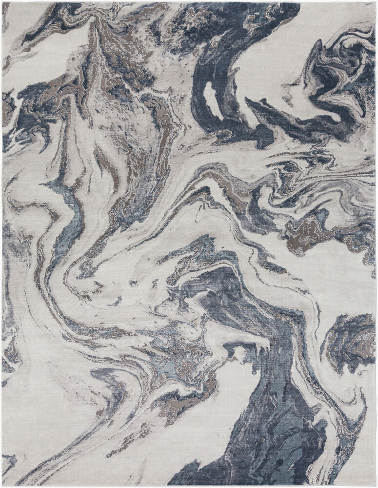 Tibetan Charcoal/White Machine Woven Rug TBT-2319 - 2' x 2'11"