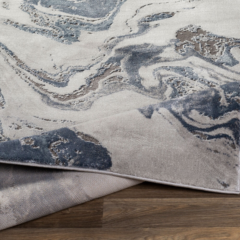 Tibetan Charcoal/White Machine Woven Rug TBT-2319 - fold