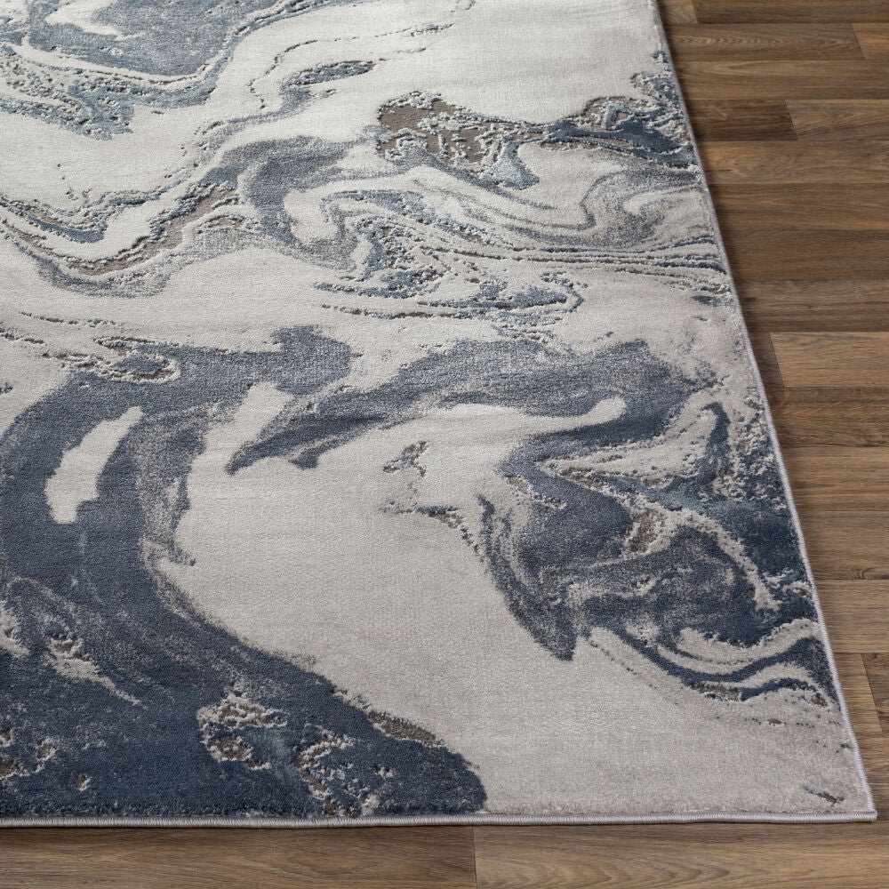 Tibetan Charcoal/White Machine Woven Rug TBT-2319 - front