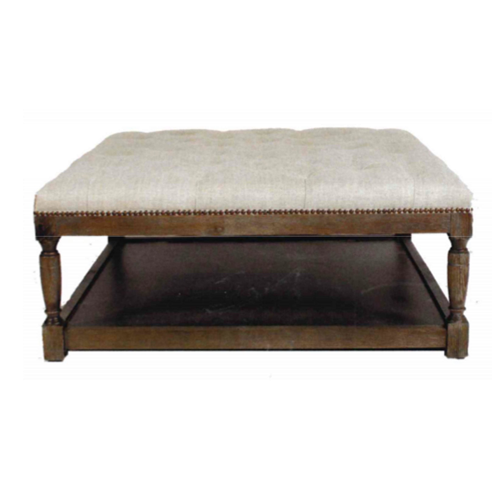Thomas Square Cocktail Ottoman in Classic Linen