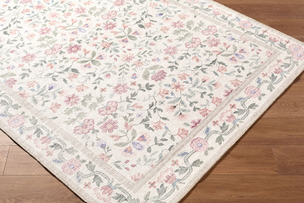 Thistle Bright Blue/Sage Machine Woven Rug - corner