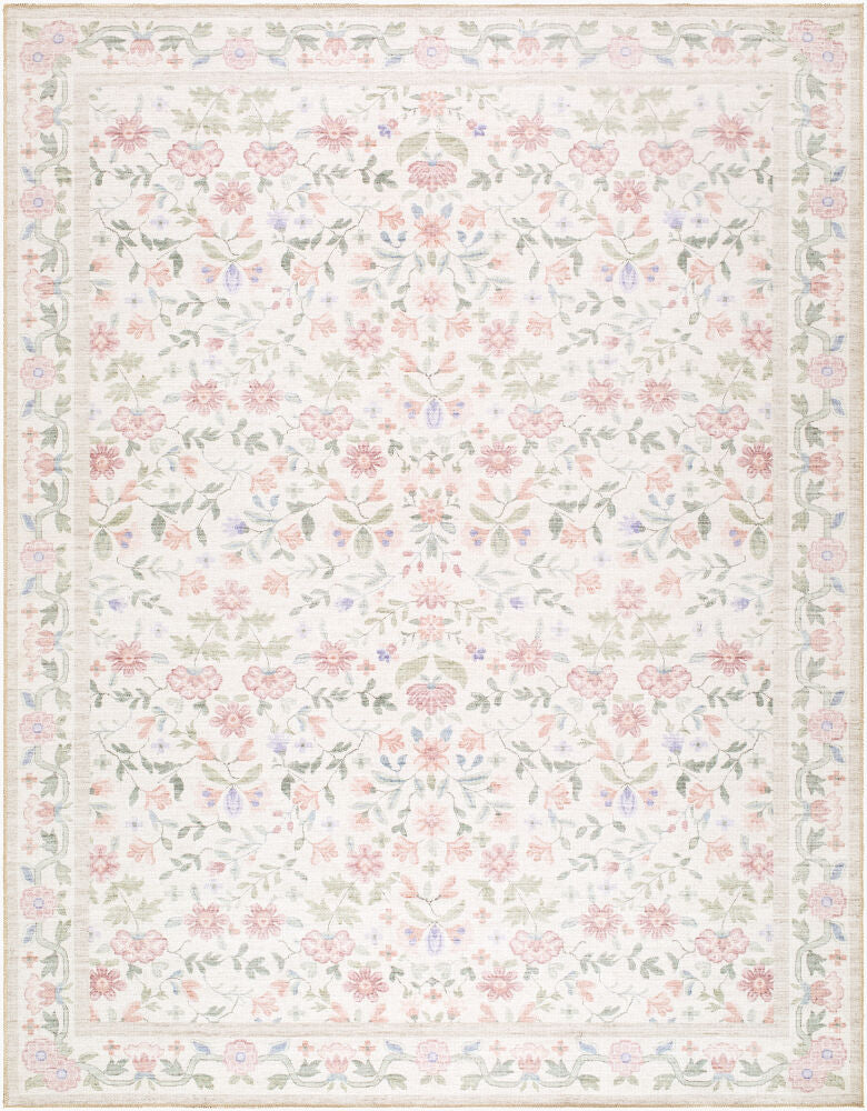 Thistle Bright Blue/Sage Machine Woven Rug - 2' x 2'11"
