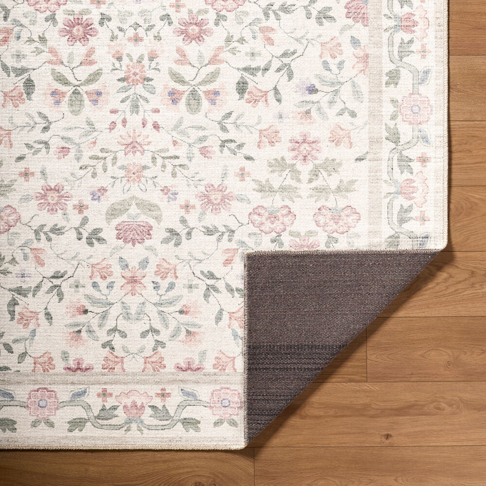 Thistle Bright Blue/Sage Machine Woven Rug - fold