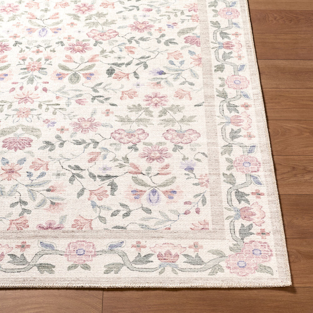Thistle Bright Blue/Sage Machine Woven Rug - front