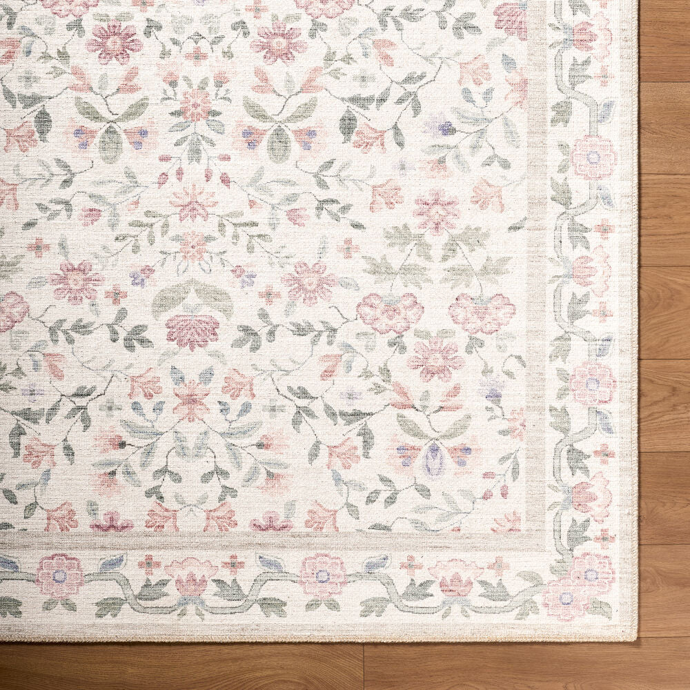 Thistle Bright Blue/Sage Machine Woven Rug - overhead