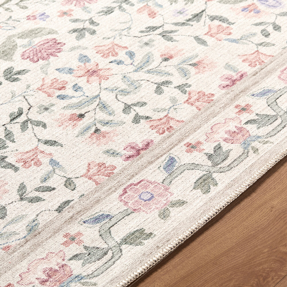 Thistle Bright Blue/Sage Machine Woven Rug - texture