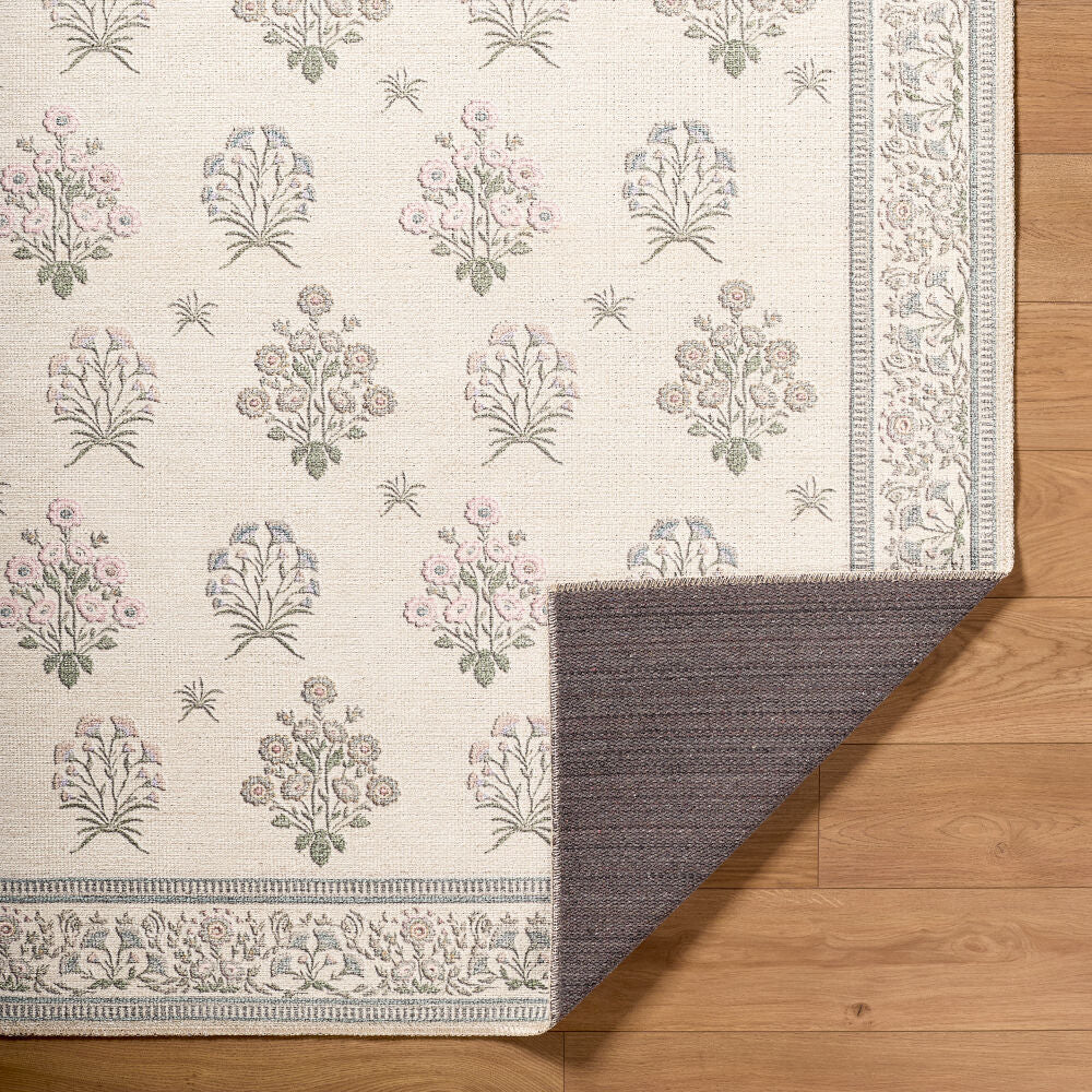 Thistle Camel/Purple Machine Woven Rug - fold
