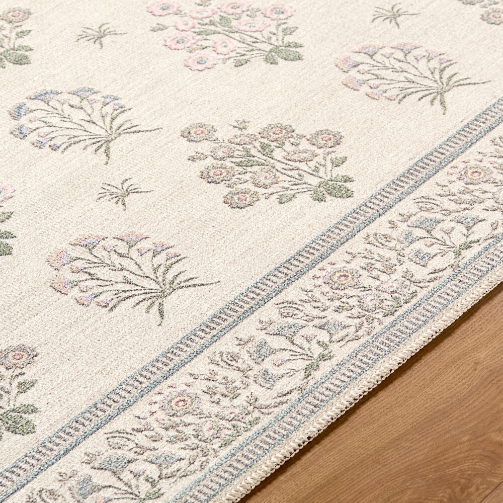 Thistle Camel/Purple Machine Woven Rug - texture