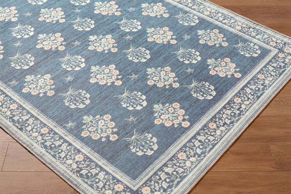 Thistle Burnt Orange/Yellow Machine Woven Rug - corner